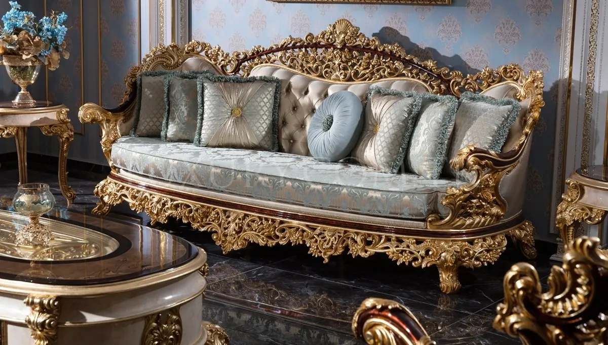 Мебель для гостиной Selena из массива дерева с резным и золотым