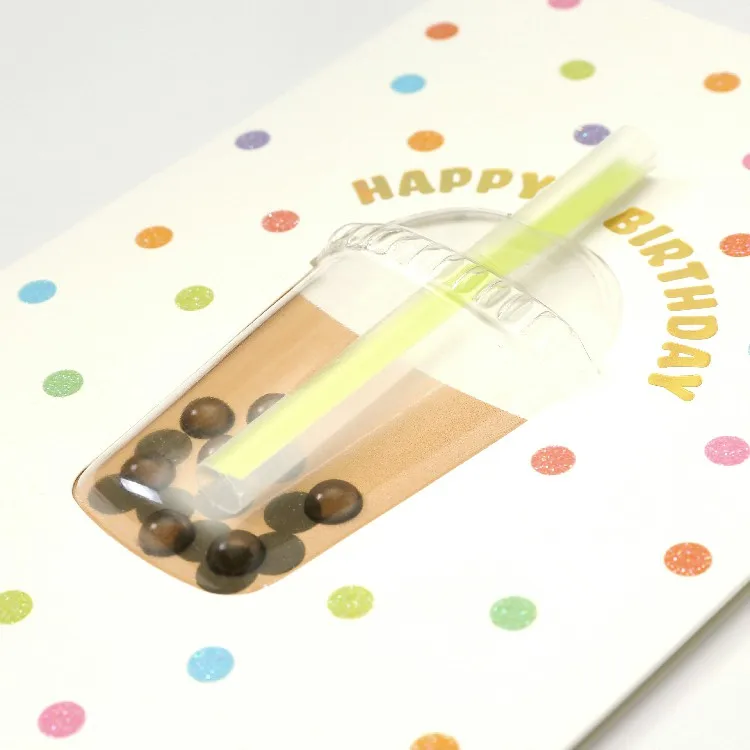 *[8] Classic Handmade Card Bubble Tea Birthday Greeting Card  Luxury Card
