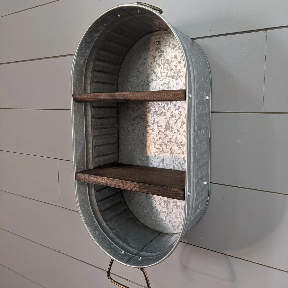 Picture Idea: Galvanized Wash Tub With Shelves Bathroom Wall Decor Farmhouse Shelf