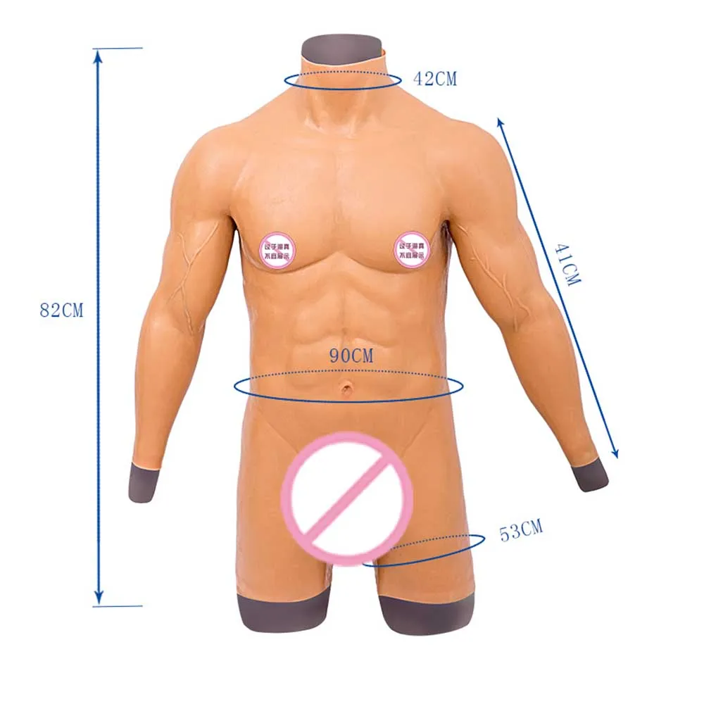 URCHOICE Realistic Macho Muscle Fake Man Wearable Body Suit Silicone Lesbian Penis Cosplayer Crossdresser Anal Sex Cock Sex Toys