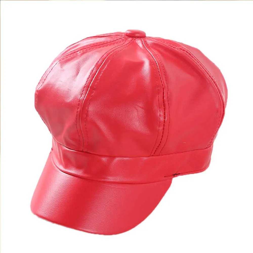 pink leather baseball cap