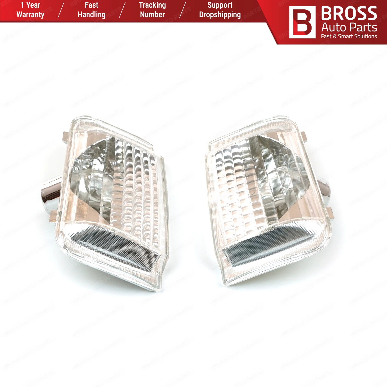 BSP907 2 Pcs Side Door Wing Mirror Indicator Lamp White Lens