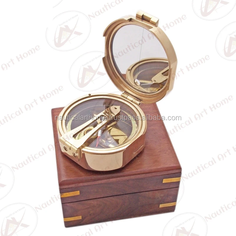 Nautical Brass Brunton Compass Vintage Marine Collectible 
