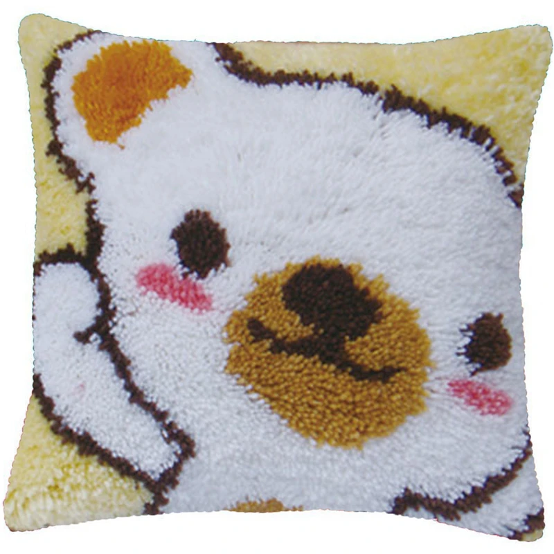 Latch Hook Cushion Kit Baby Cartoons Pillow Case Crochet Hobby & Crafts DIY Yarn Embroidery Art Cushion Cover Sofa Bed Pillows