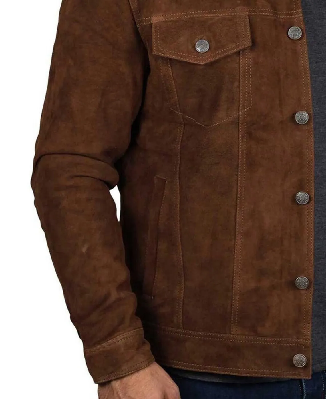 Men Suede Trucker Jacket, Real Suede Leather Scully Western Shirt, Tan Trucker Cowboy Shirt Wholesale