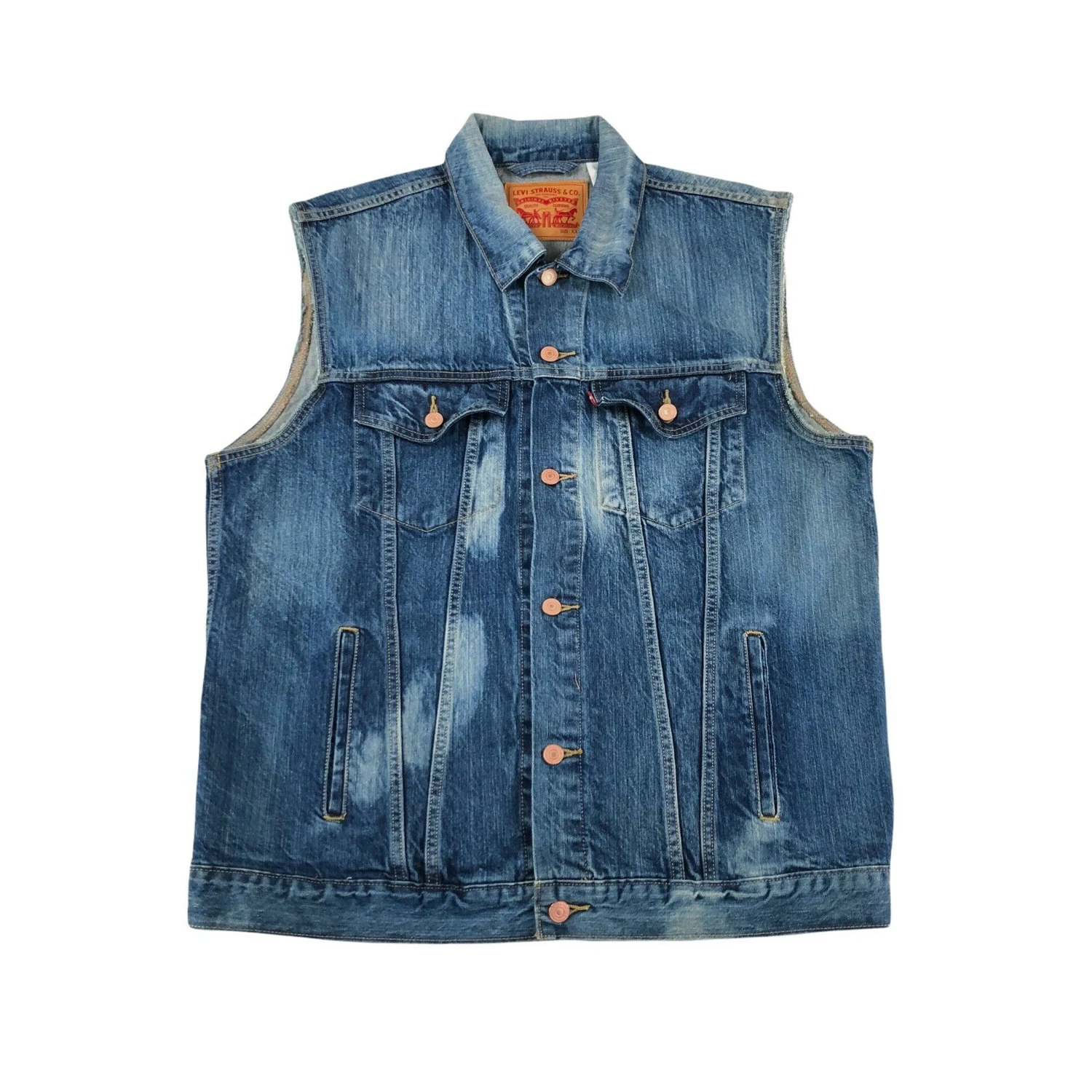 Chaleco De Algodón Con Logotipo Oem Para Hombre,Ropa Vaquera Con Bordado De  Color Azul,Estilo Ee. Uu.,Venta Al Por Mayor - Buy Lona De Algodón De Alta  Calidad Oem Logotipo Bordado Denim Jeans