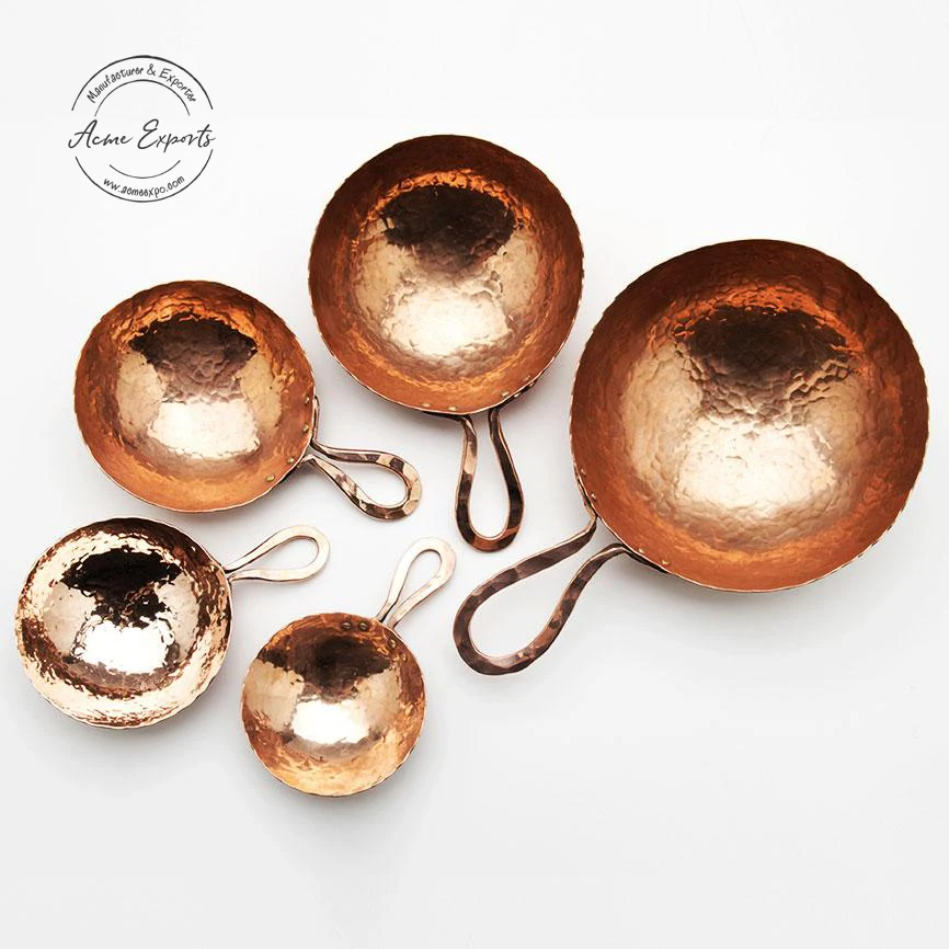 Hammered Metal Copper Measuring Cups and Spoons Set