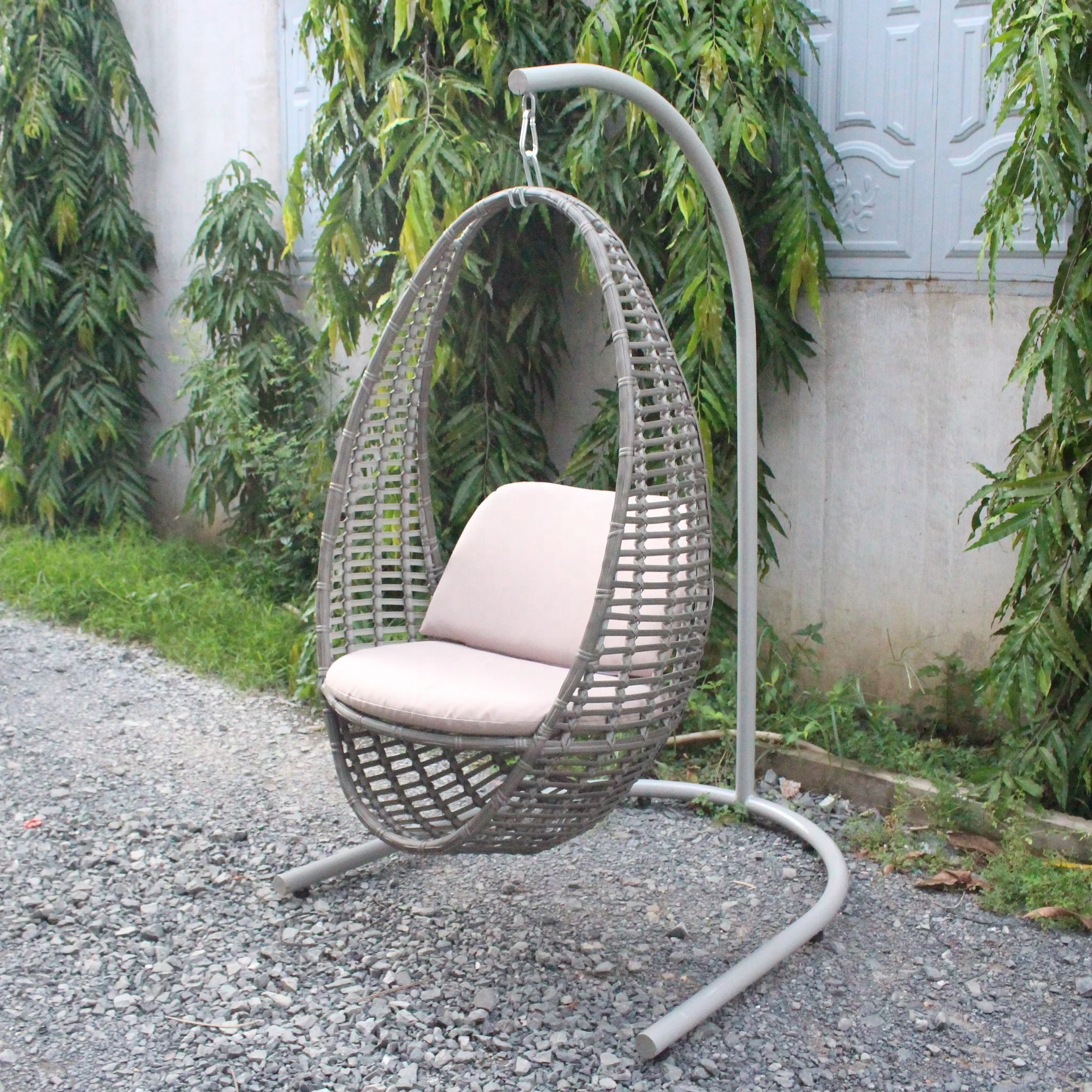 Wicker Pe Rattan Swing Egg Hanging Chair Uv Pe Outdoor Rattan
