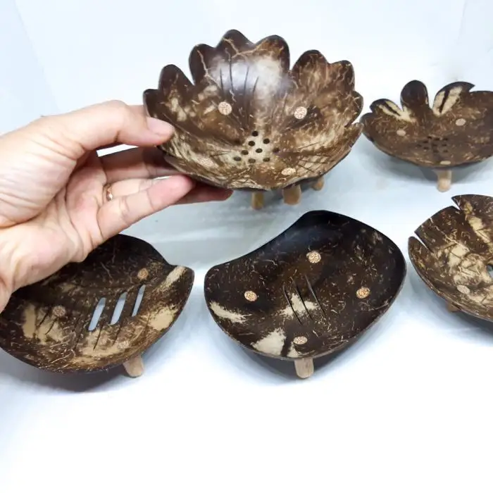 Eco Handmade Wooden Coconut Shell Soap Dish holder Bathroom Free Shipping 