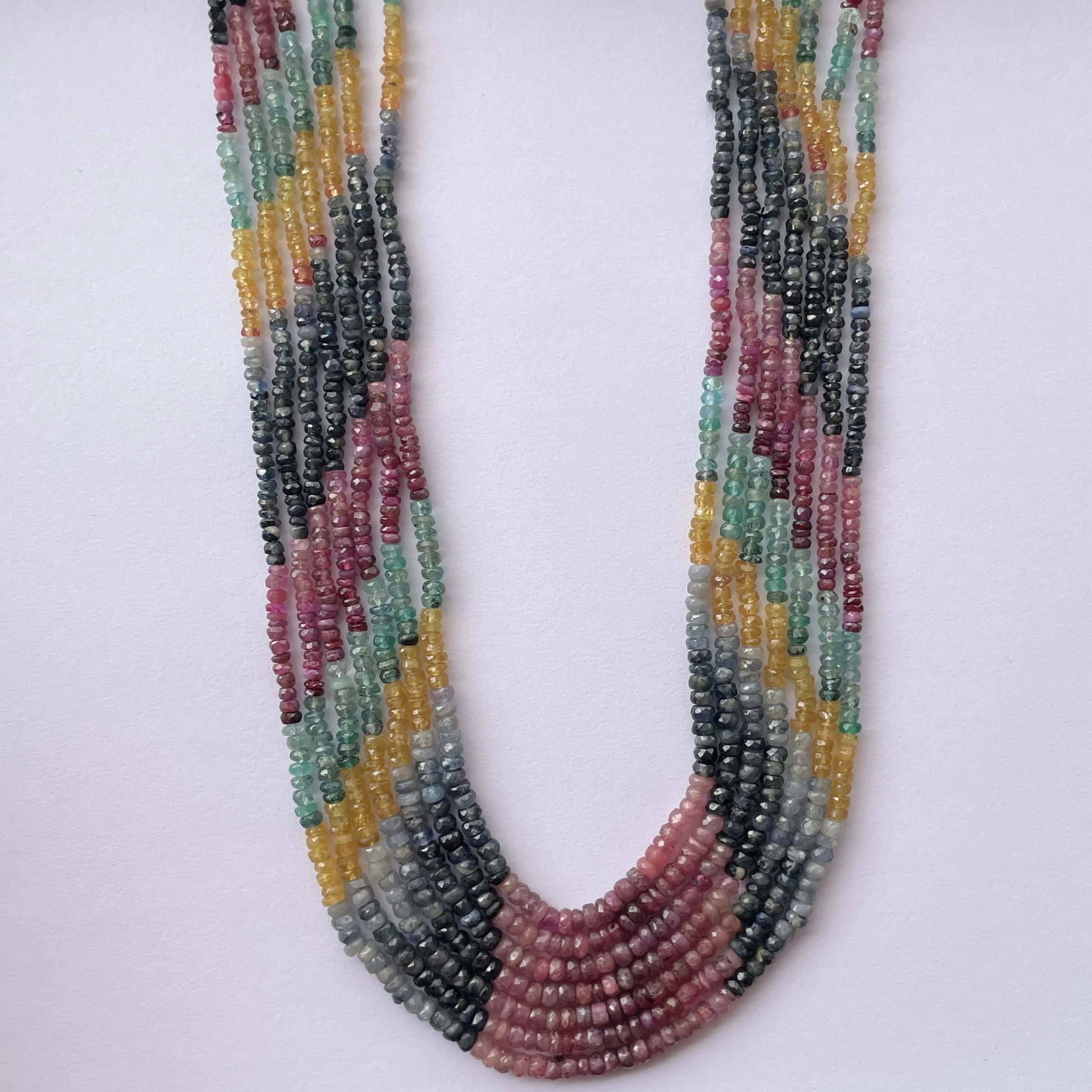 Natural Multi Precious Ruby Emerald Sapphire Stone Beaded Necklace Jewelry Latest Trends Fashion Design at Wholesale Price Women