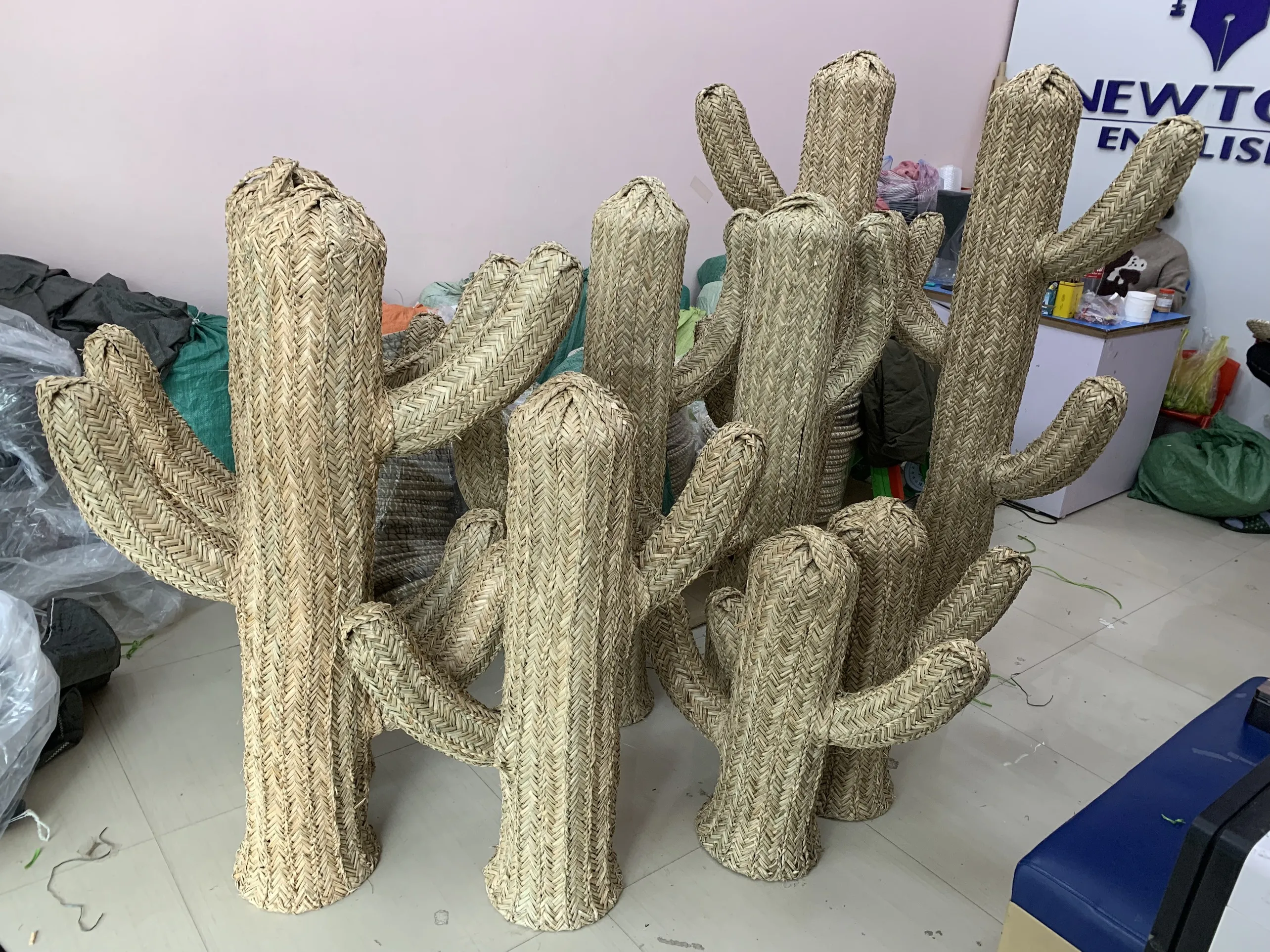 Moroccan Decorative Straw Cactus, Handmade straw cactus rattan, Cactus  doum