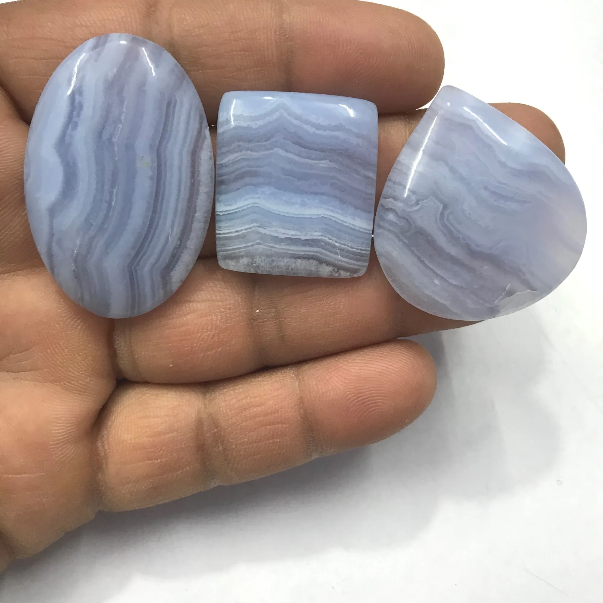 natural blue lace agate cabochon gemstone wholesale lot for wire