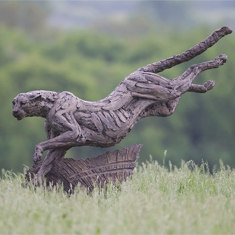 Bronze Cheetah Sculpture: Life Size Cheetah Statue for Garden Park  Decorations