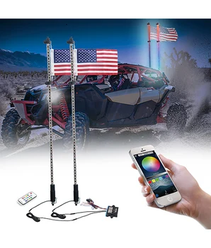 Edge DLWP-5P 5ft Dynamic RGB LED Dancing/Chasing Whip Light with Smartphone App and RF controller, with Flag for UTV ATV Jeep