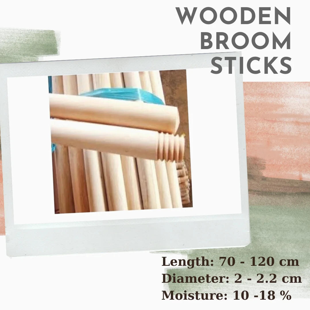 Natural Wooden Broomstick With Italian Thread For Plastic Broom Handle