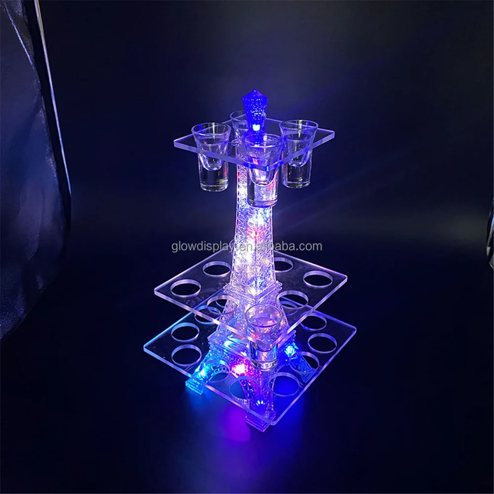 Rechargeable Stand Led Tower Artwork Shot Glass Display Stand Wine Rack