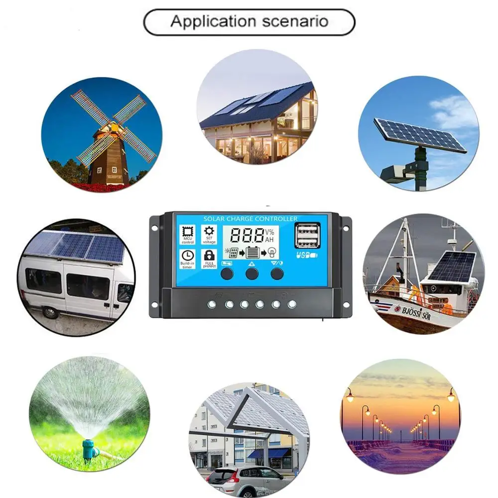 10/20/30A USB Solar Panel Battery Regulator Charge Intelligent Controller