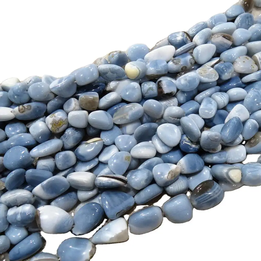 14 "strand natural blue owyhee opal 10毫米至15毫米tumbles