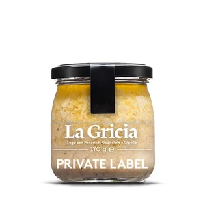 Private Label OEM Italian Sauce La Gricia with Bacon, Pecorino Cheese and Onion for Retail