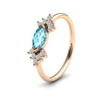 925 Sterling Silver Unique Marquise Cut Natural Blue Topaz Wedding Ring From India For sale at Wholesale Price Hurry