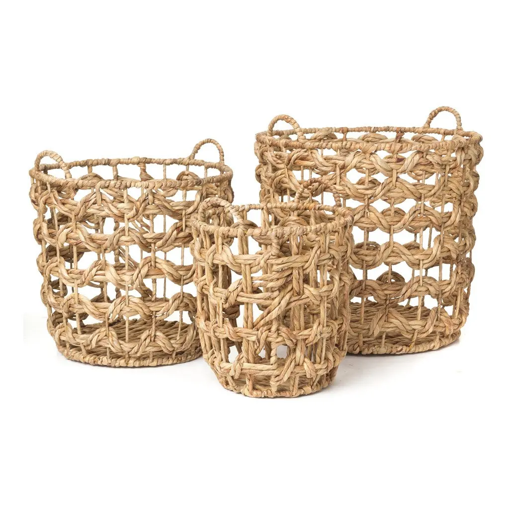 Hot New Design Water Hyacinth Storage Basket Woven Basket Wholesale 