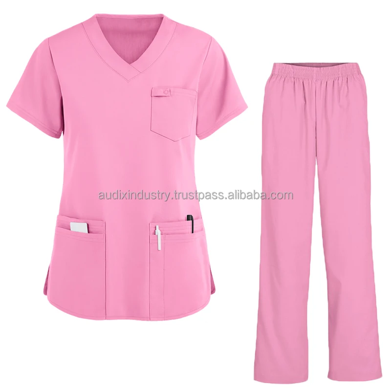 Oem Pink Hospital Uniform For Women Women Scrubs Uniforms Sets