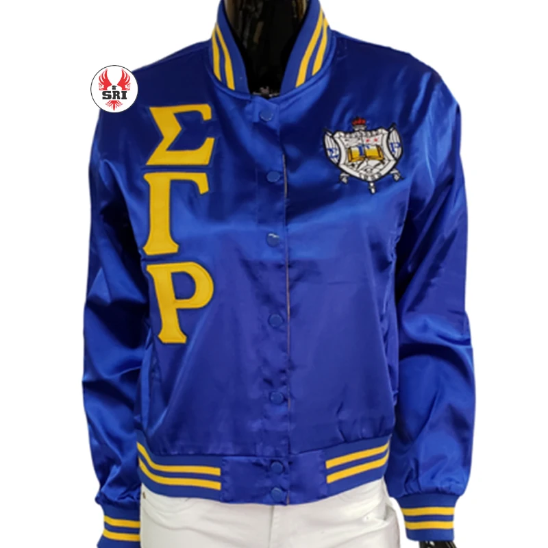 Custom Sigma Gamma Rho Sorority Embroidered Color Satin Bomber Jacket ...