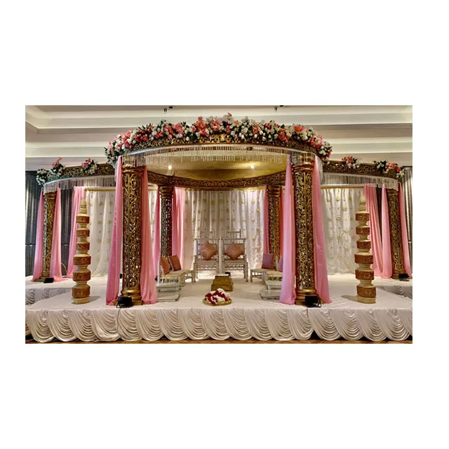 Heavenly Floral Decoration Kalyana Wedding Mandap Imperial Wedding Event  Gold Mandap Nz Gorgeous Indian Wedding Maharani Mandap - Buy Mandap  Decoration Items Wedding Mandap Decoration Cloth Pillar Wedding Mandap  Decoration Used Indian