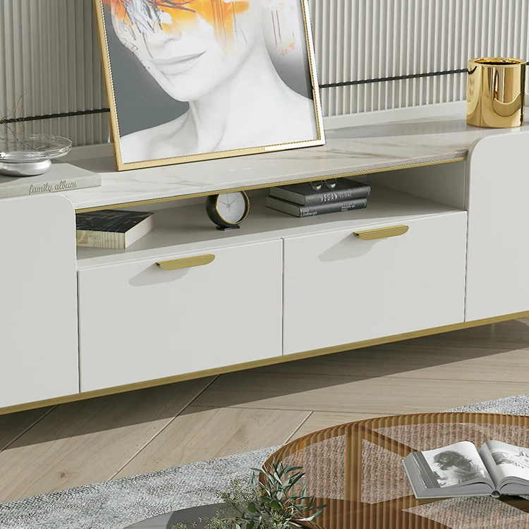 Hight quality luxury modern living room rack tv stand white gloss