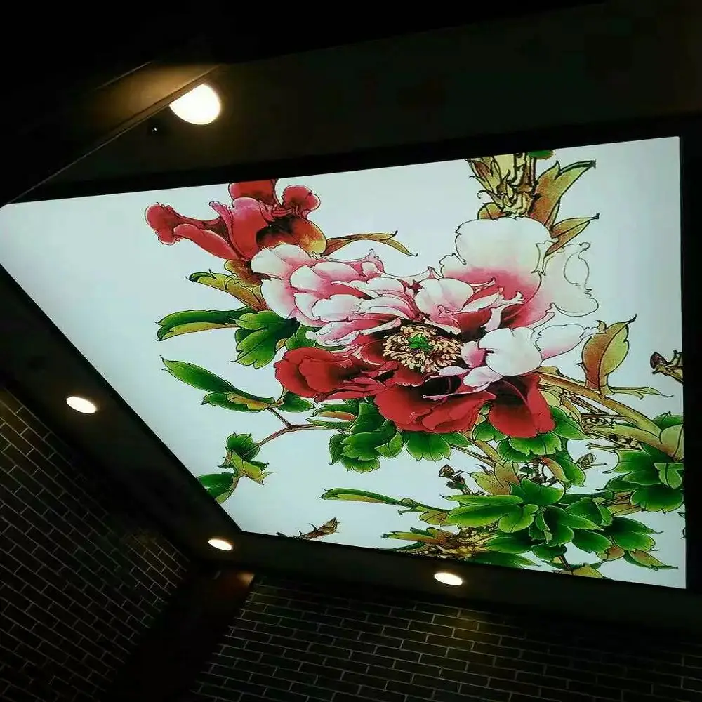 Decorative Films MSD PVC Foil Stretch Ceiling Fabric Film Interior False Pop Ceiling Flower Printed Ceiling