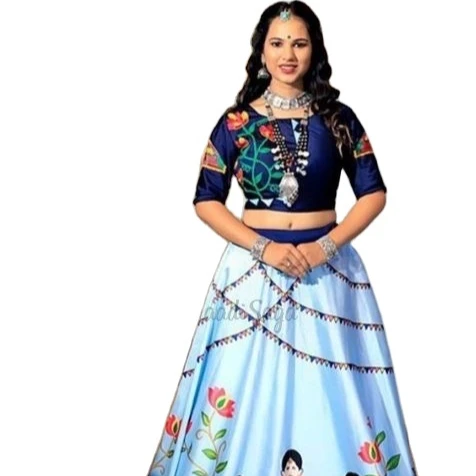 Rajasthani Handprinted Crop Top Skirt 