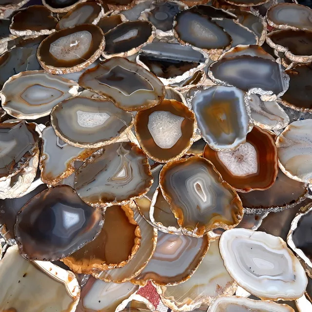 棕色玛瑙片批发玛瑙片杯垫3-4英寸