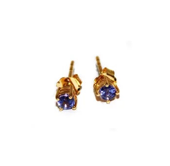 AAA+ Quality Tanzanite Gemstone 9K Yellow Gold Stud Earring Jewelry Wholesale