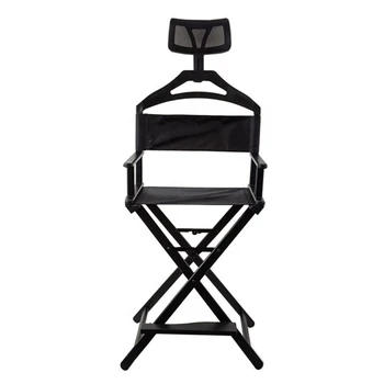 Foldable Tall Director Adjustable Makeup Chair Telescopic Salon With Headrest