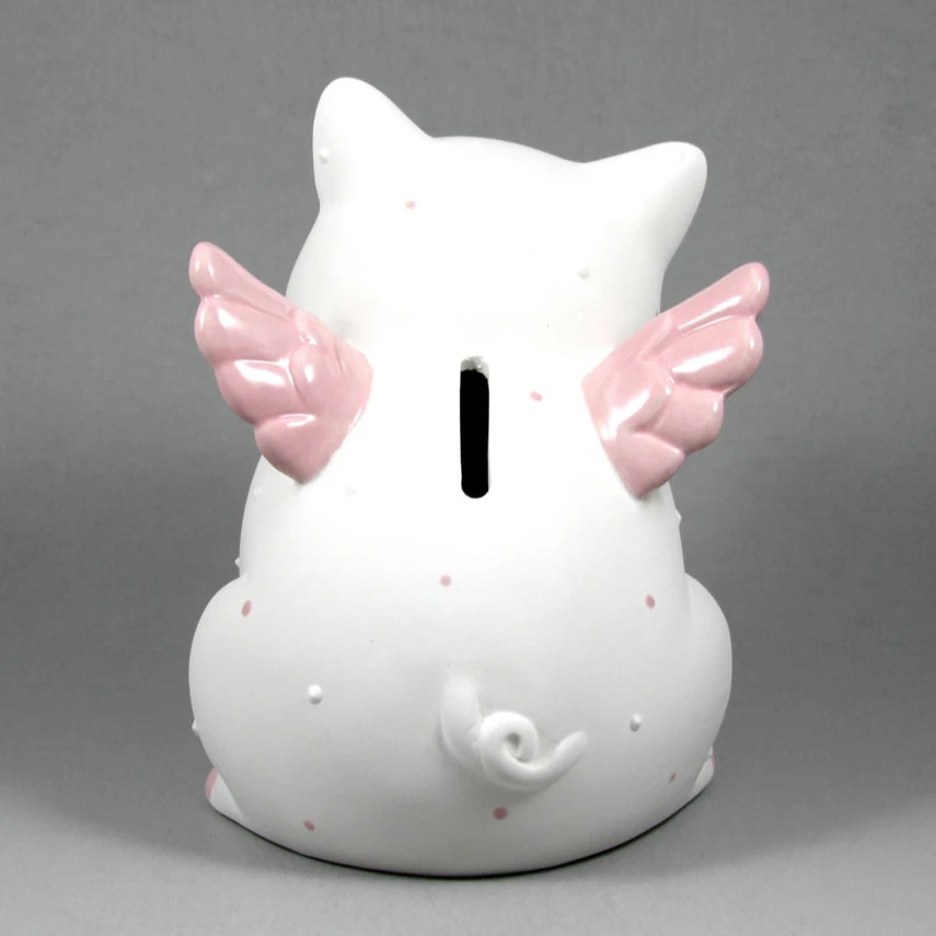 Adorable Piggy Bank in Pink Ceramic Coin Storing Piggy Bank with Wings Birthday Cake Topper for Girls