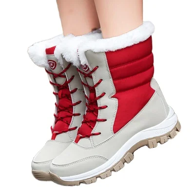Botas De Nieve De Invierno Para Mujer,Botines Antideslizantes Para Exterior,Botines  Forrados De Piel De Ante Cálidos,Zapatos De Plataforma Plana Con  Cordones,2021 - Buy Zapatos De Plataforma Plana De 2021,Al Aire Libre De