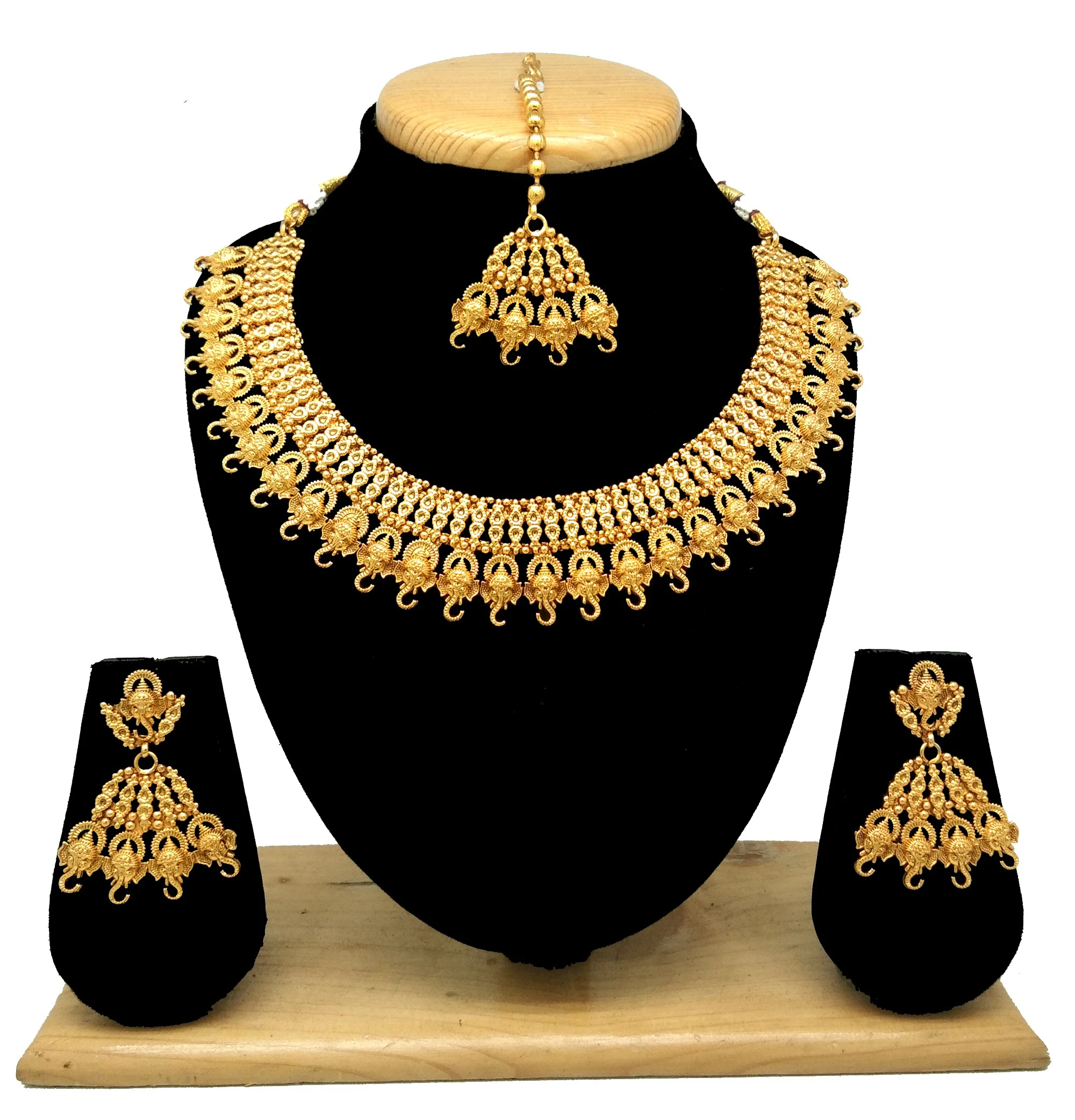 Designer Traditional Ethical Fancy Golden Jewellery Necklace Set 
