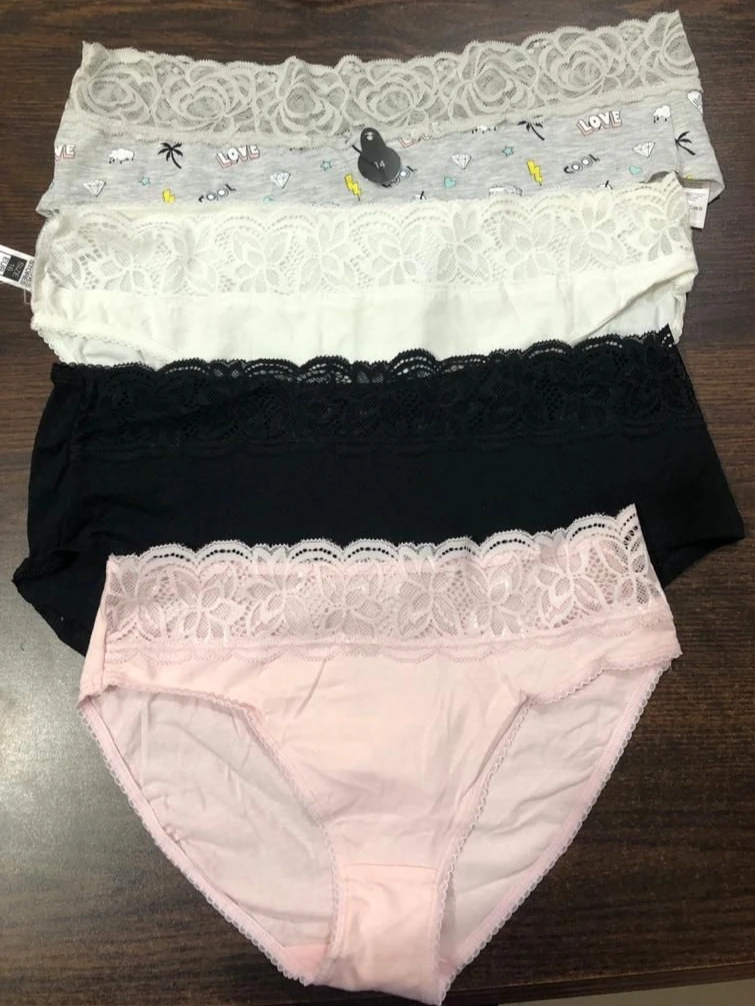 Leftover Garments Surplus Apparels Branded Labels Womens Ladies Lace Briefs Panties Sexy Underwear Low Rise Soft Bikini StockLot