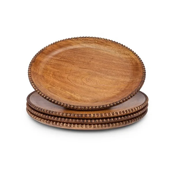Border Design Wood Charger Plate Table Decoration Food Dishes Snack