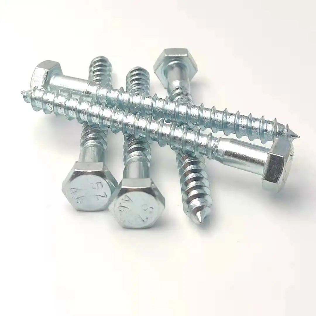 Fasto Supplier Din571 Galvanized Or Stainless Steel Hex Head Wood Screw