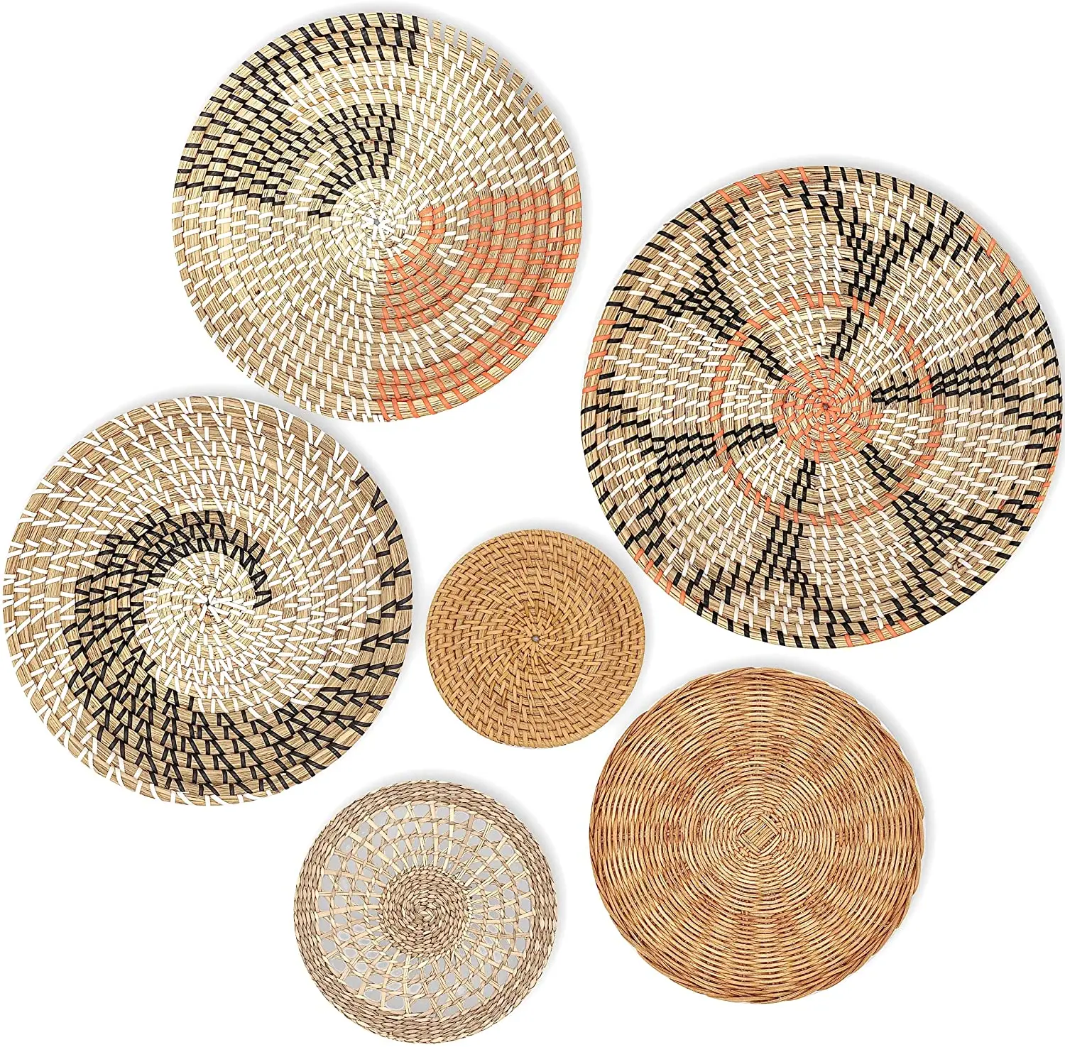 Coloful New Trend Seagrass Rattan Wall Decor Straw Round Boho Decor ...