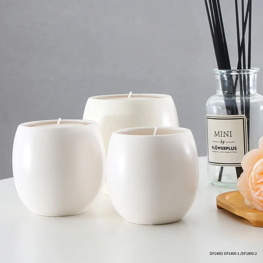 Decorative White Ceramic Candle Jar Holder Empty Customized Pottery And Porcelain Candle Jar