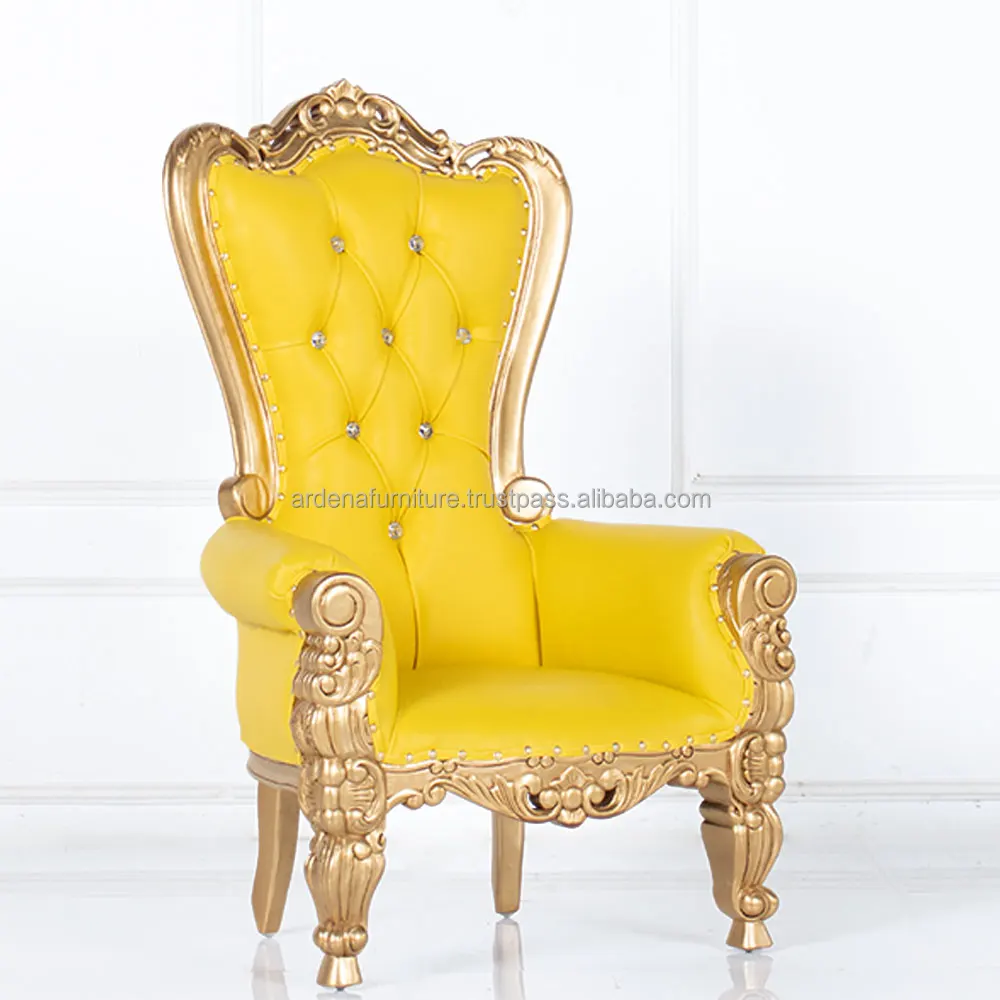 Royal Classic French Style Luxury Kid Throne Chair Solid Antique Wood