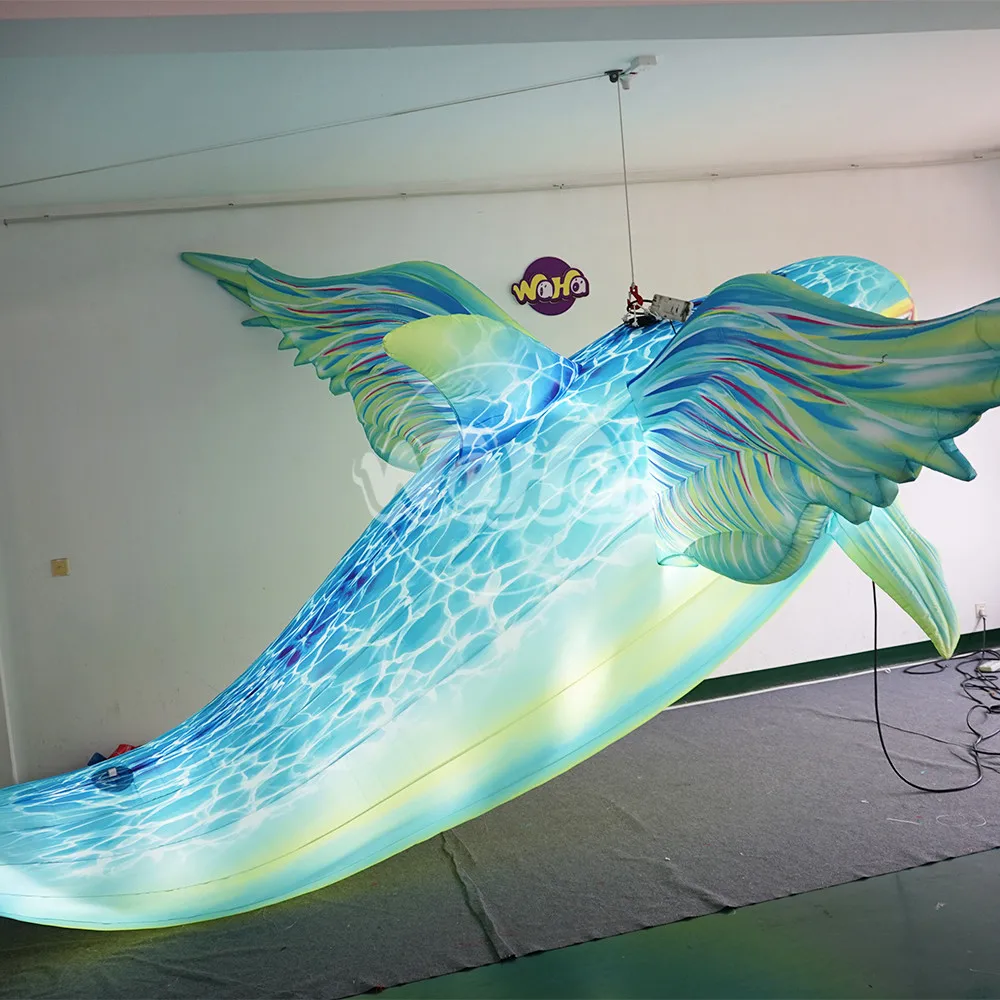 Lighting Inflatable Flying Fish Model Inflatable Sea Animal Cartoon 3d Inflatable Cartoon Model Summer Activityies