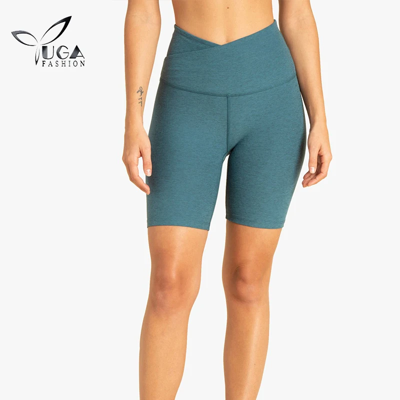 Одежда для фитнеса на заказ, женские облегающие велосипедные шорты с V-образным вырезом, дизайнерские тренировочные шорты для йоги и спортзала