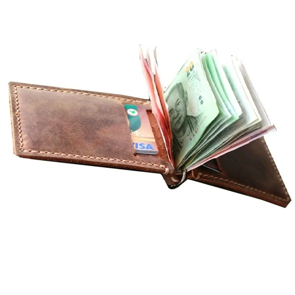 Wallet Money Clip Bifold Slim Genuine Leather RFID Blocking BC VINTAGE LEATHER 