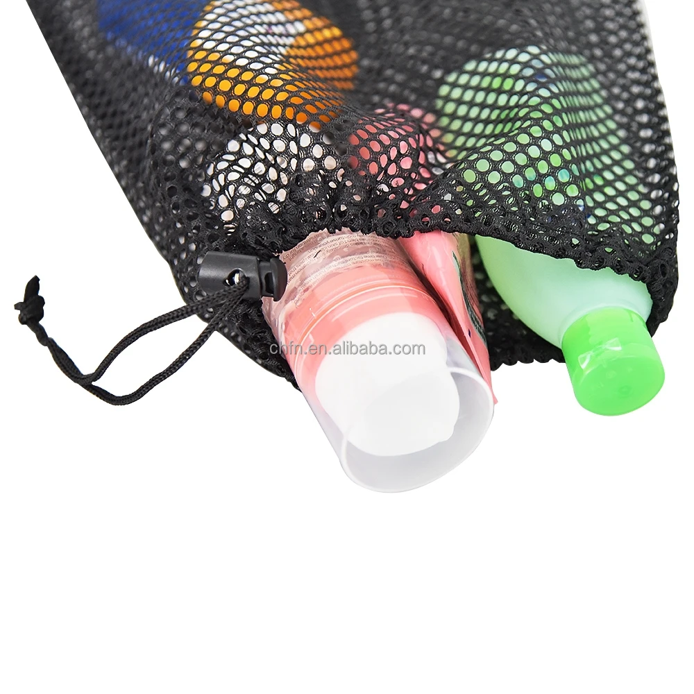 ChuangHua Custom Logo 210D Nylon Drawstring Bag Black Mesh Textile ...