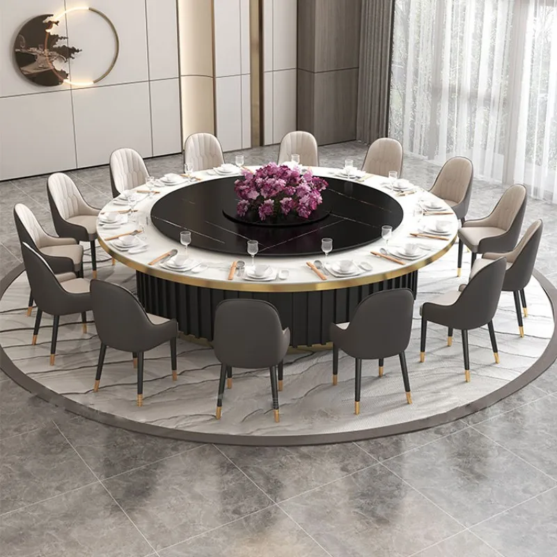 Luxury Dining Room Set: Round Marble Table with Lazy Susan