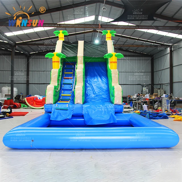 WINSUN Commercial Inflatable Backyard Slide Toboggan Beach Water Slide with Airtight Pool and Blower for Parties and Events