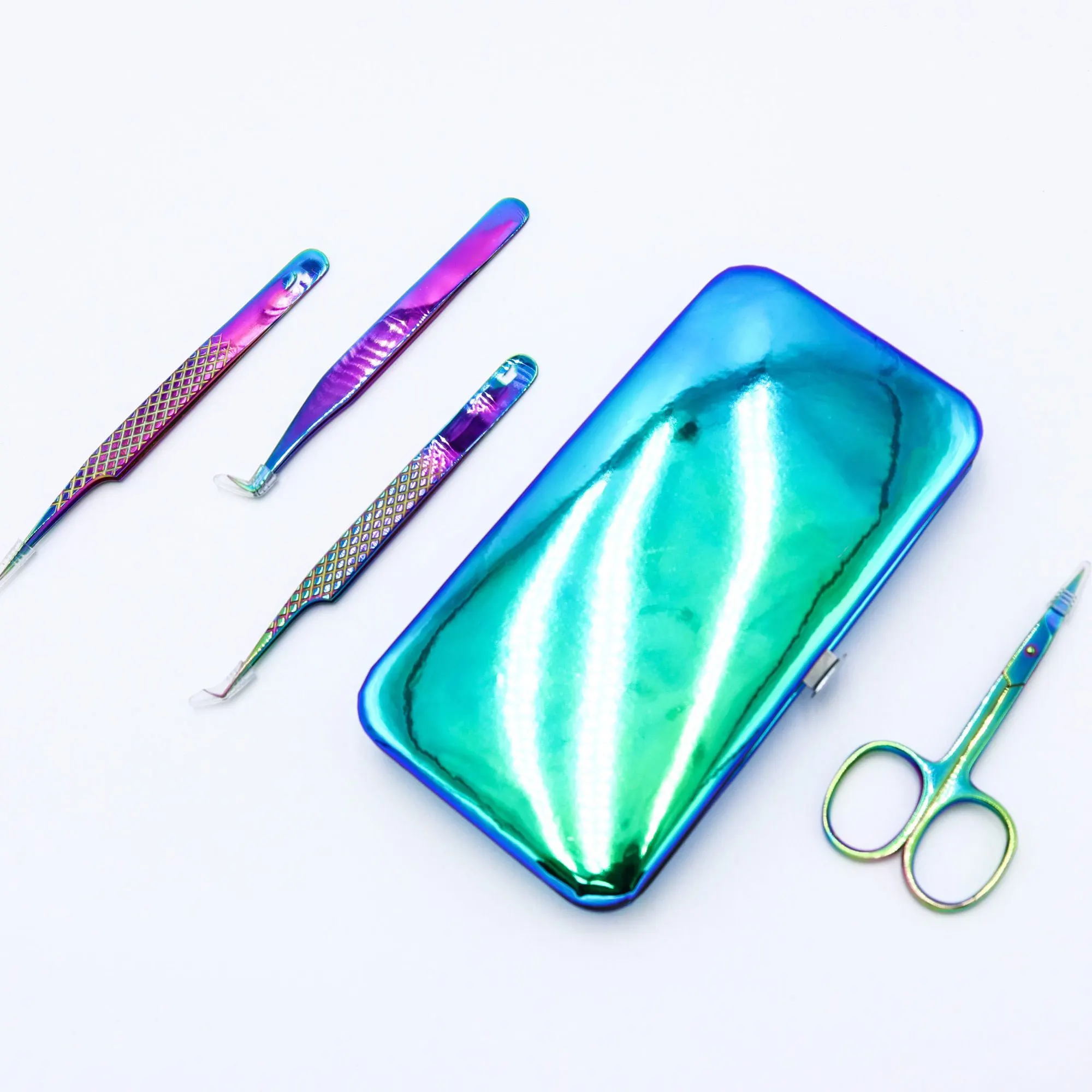 Multicolor Magnetic Case for Eyelash Tweezers Private Label Set for 3pcs & 6pcs Fiber Tip Type for Beauty Use